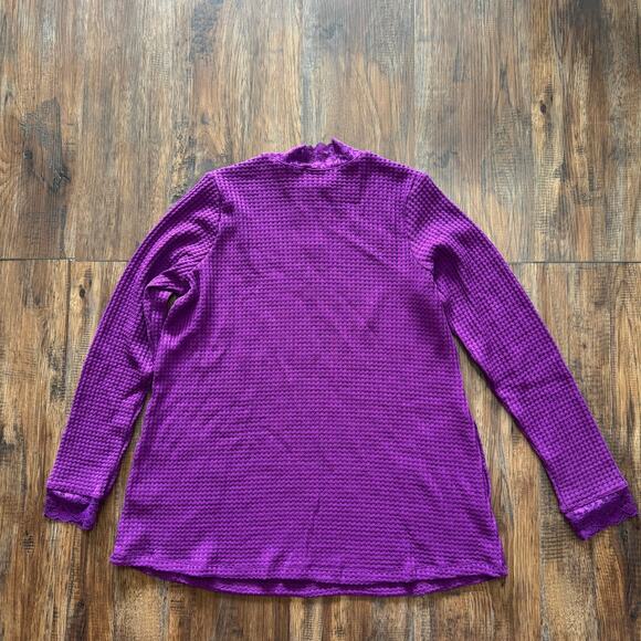 LOGO Lori Goldstein size S sparkling grape long sleeve blouse lace glitter - Picture 5 of 15